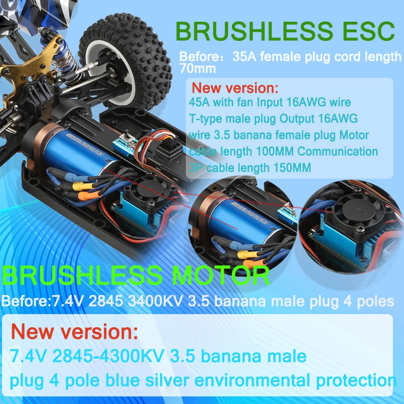 Electric High Speed Off-Road Drift RC Car 75KM/H Brushless Motor 4WD