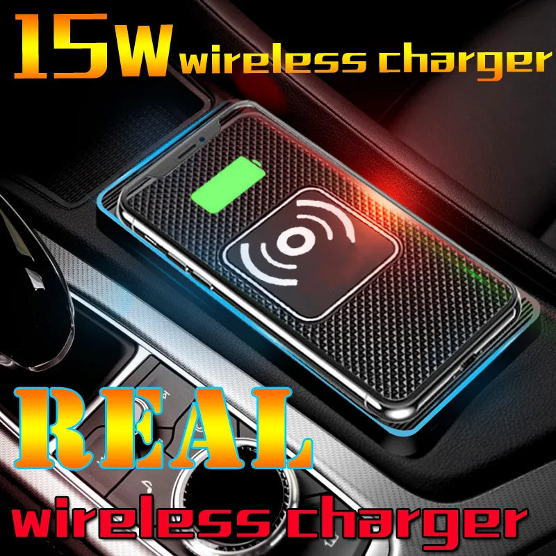 Fast Wireless Car Charger - Auto-Sensing Charging Pad for iPhone with Secure Phone Grip & Dashboard Mount