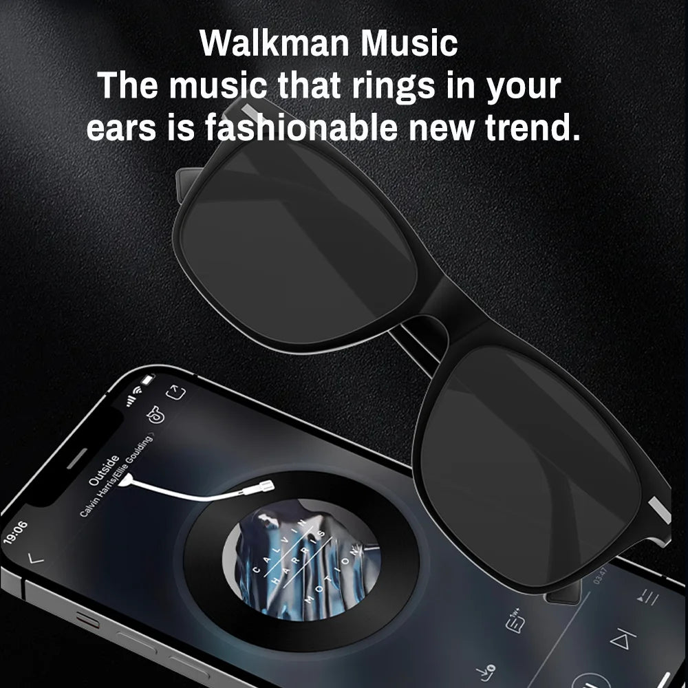 Smart Glasses Wireless Bluetooth Call Sunglasses Built-in Microphone Speakers Touch & Voice Assistant Sports Music Glass For Men