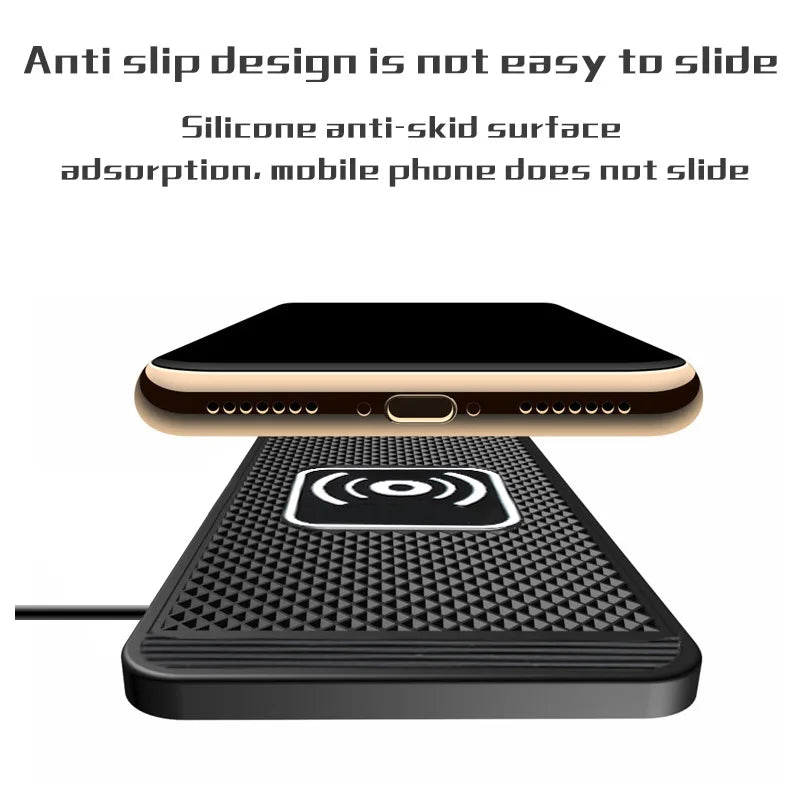 Fast Wireless Car Charger - Auto-Sensing Charging Pad for iPhone with Secure Phone Grip & Dashboard Mount