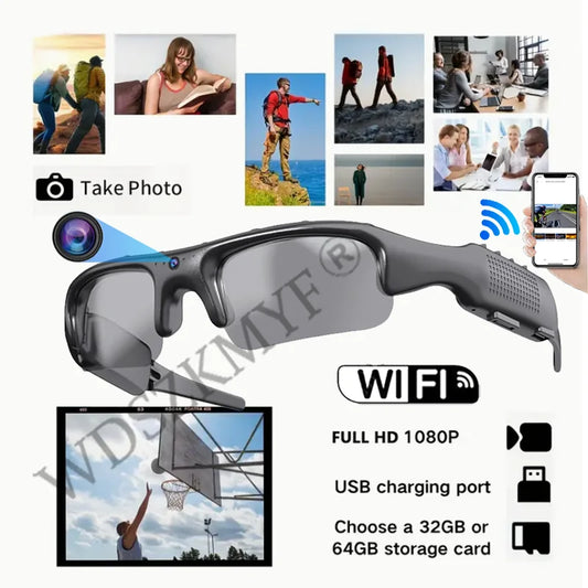 Camera Glasses Video Sunglasses WiFi 1080P FHD Video Recording Shooting Camera Glasses for Car Cycling Driving Hiking Fishing