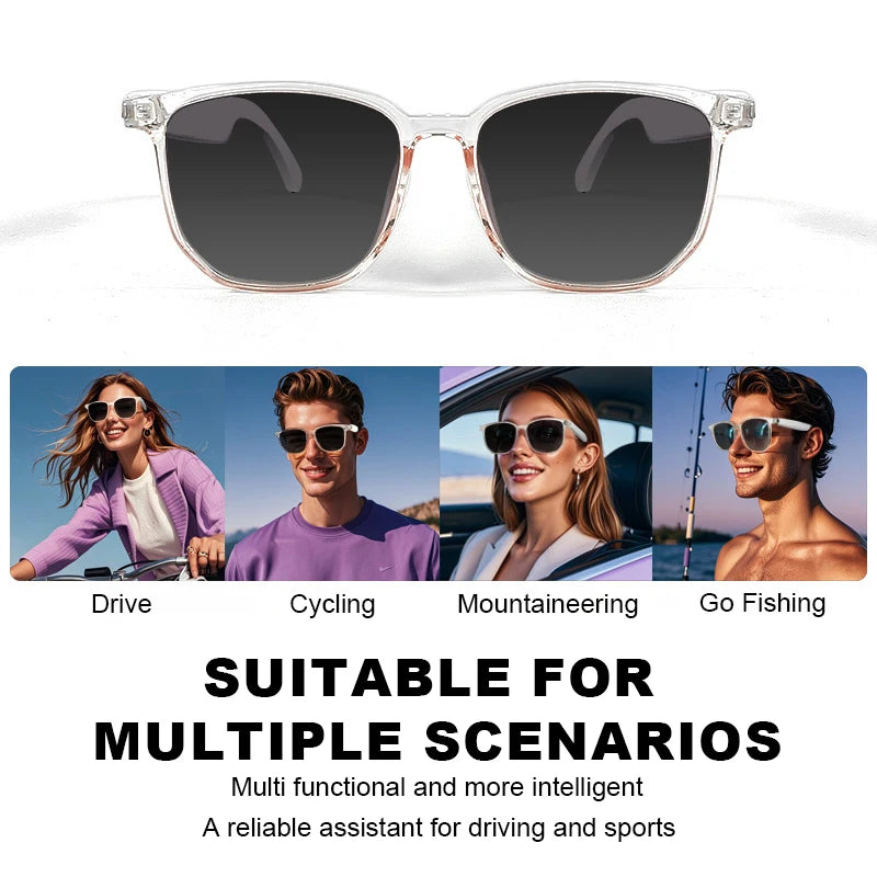 Smart Glasses BT Sunglasses Earphone Outdoor Sports UV400 Polarized Anti Blue Light Lens for Cycling Driving Music Talking