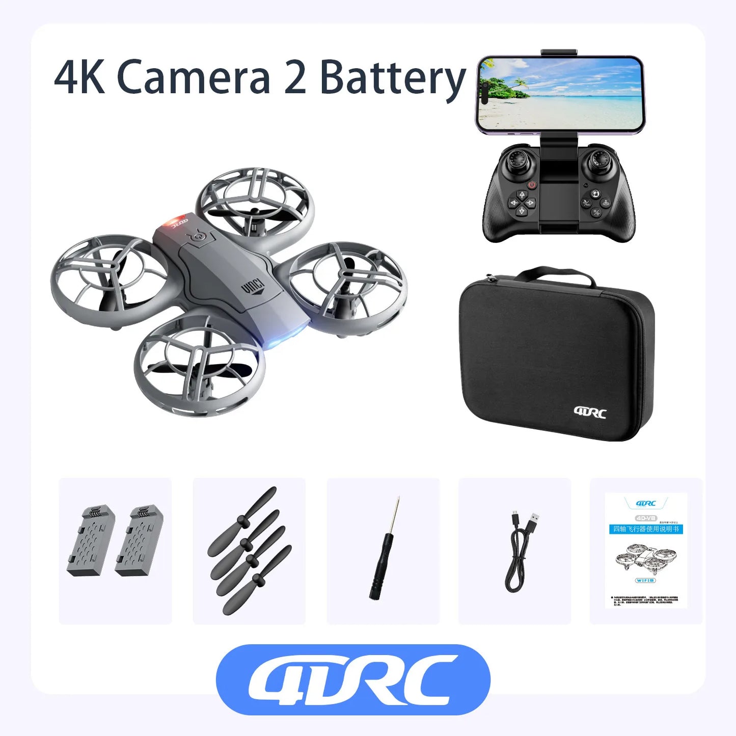 Drone 4k HD 1080P Wide Angle Camera WiFi FPV RC Drone Helicopter