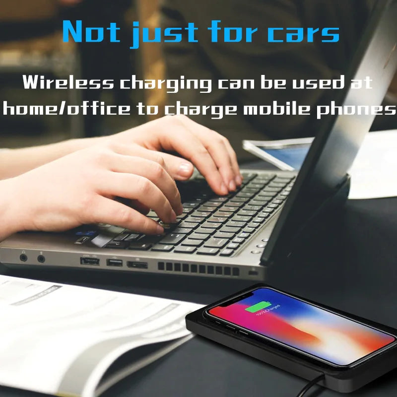 Fast Wireless Car Charger - Auto-Sensing Charging Pad for iPhone with Secure Phone Grip & Dashboard Mount