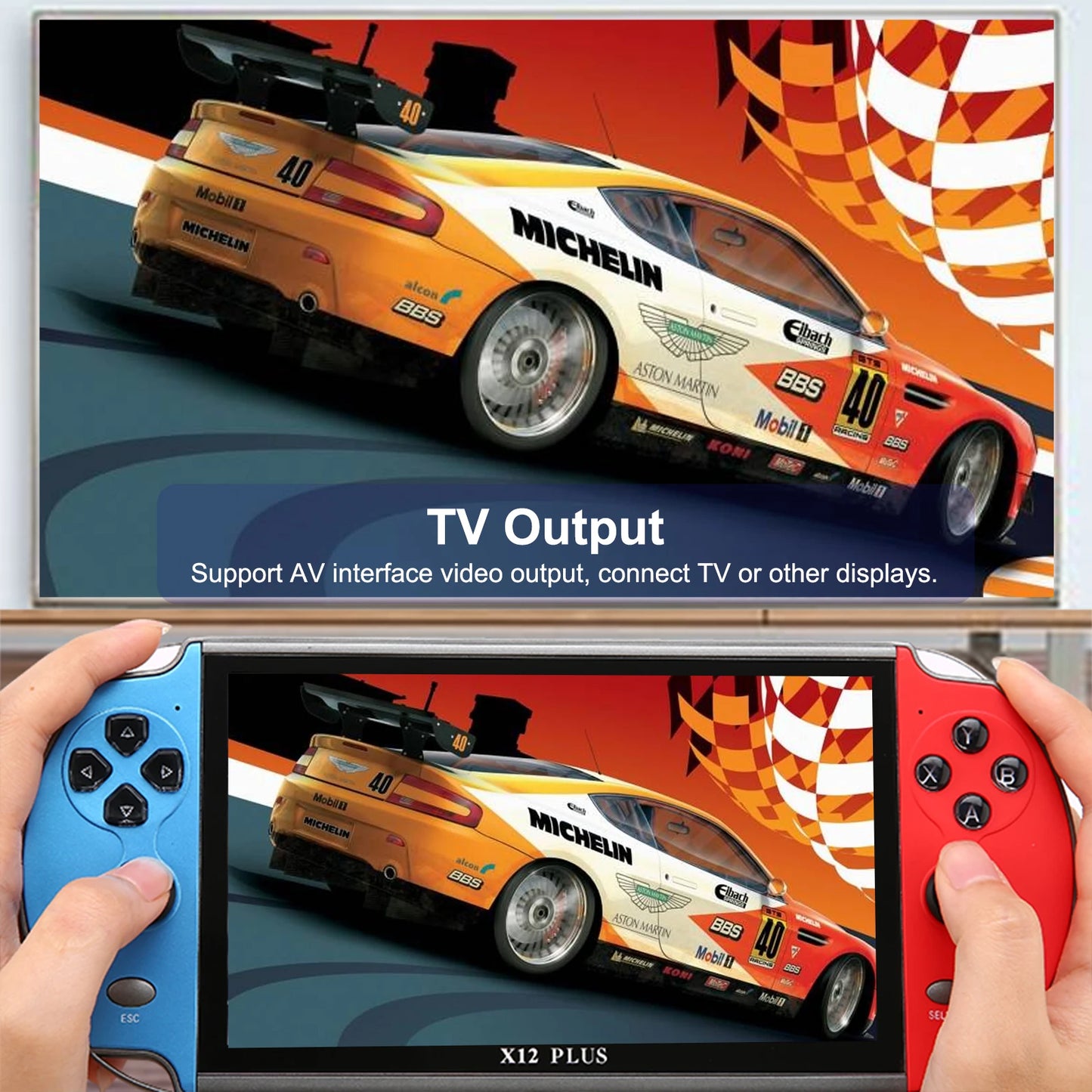 X7/X12 Plus Video Game Console Built-in 10,000 Games 7.1/5.1/4.3 Inch Portable Retro Game Console HD Video