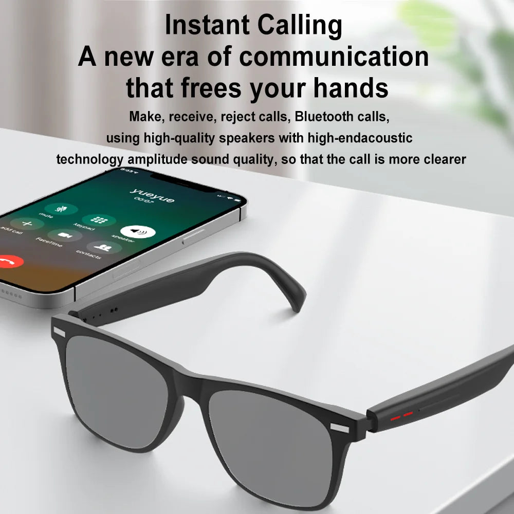 Smart Glasses Wireless Bluetooth Call Sunglasses Built-in Microphone Speakers Touch & Voice Assistant Sports Music Glass For Men
