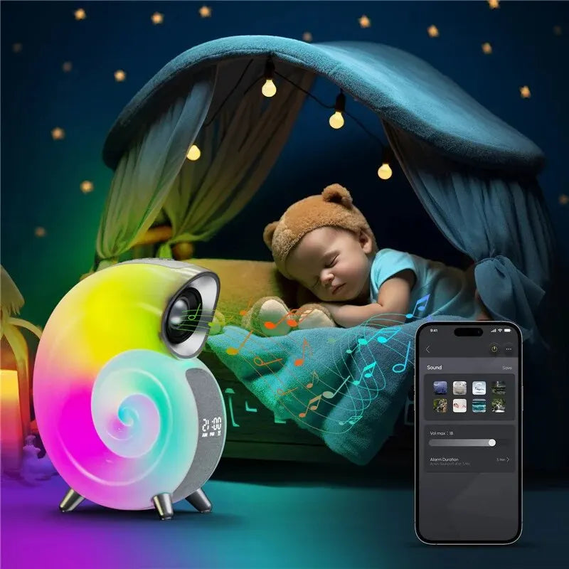 Bluetooth Speaker App Control LED Night Light Lamp Alarm Clock Portable Wireless Loudspeaker Music HiFi Stereo Sound Subwoofer