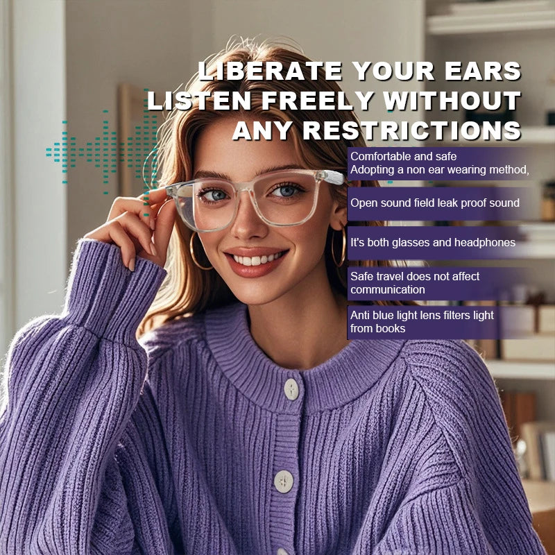 Smart Glasses BT Sunglasses Earphone Outdoor Sports UV400 Polarized Anti Blue Light Lens for Cycling Driving Music Talking