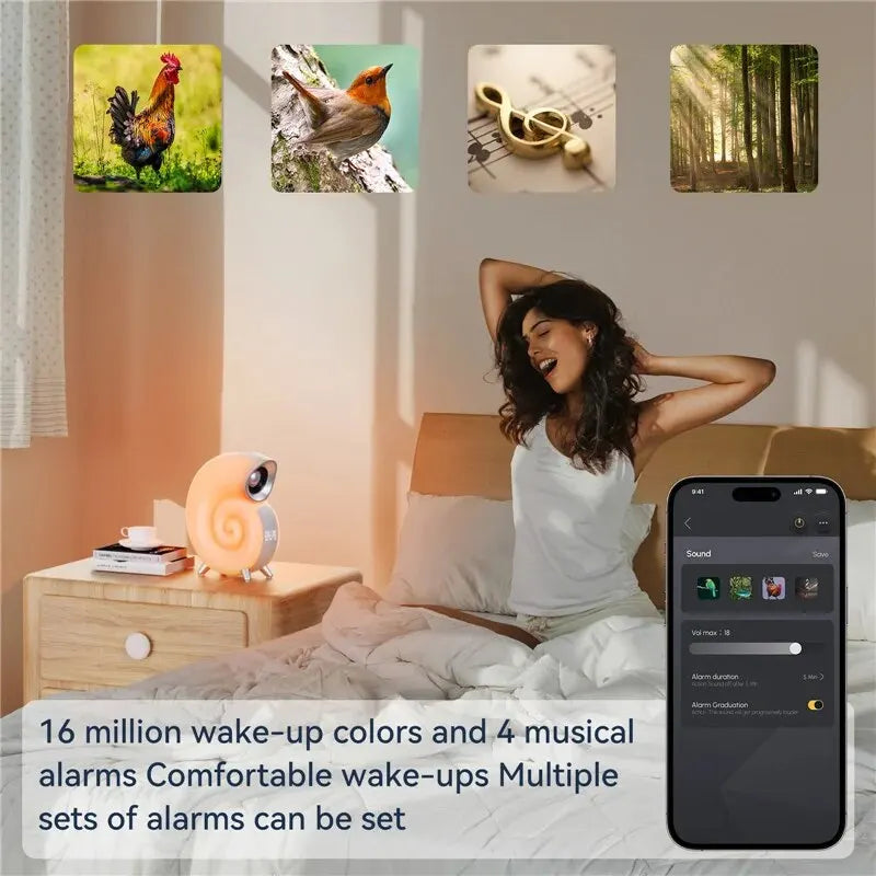 Bluetooth Speaker App Control LED Night Light Lamp Alarm Clock Portable Wireless Loudspeaker Music HiFi Stereo Sound Subwoofer