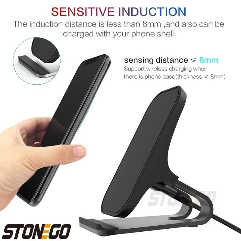 Fast Wireless Charger Mount 10W Qi Fast Charging Pad Case Friendly Anti-Slip Rubber Type-C Input