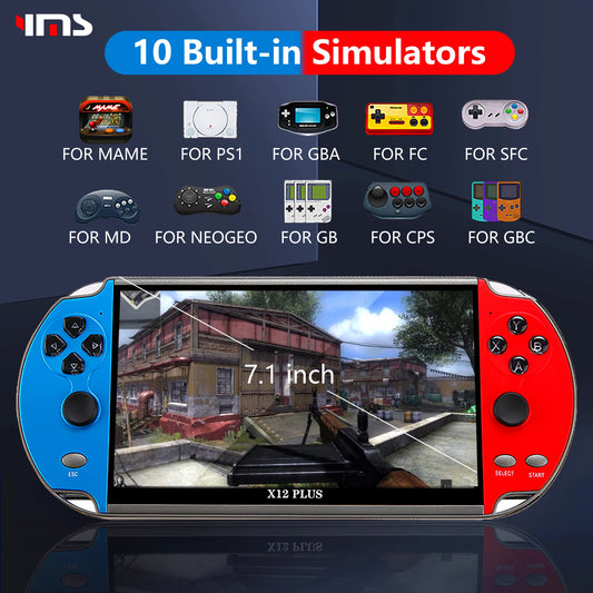 X7/X12 Plus Video Game Console Built-in 10,000 Games 7.1/5.1/4.3 Inch Portable Retro Game Console HD Video