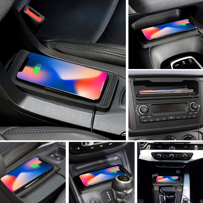 Fast Wireless Car Charger - Auto-Sensing Charging Pad for iPhone with Secure Phone Grip & Dashboard Mount