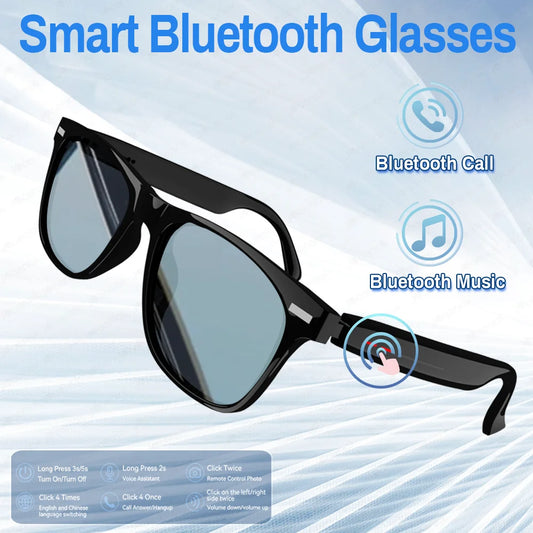 Smart Glasses Wireless Bluetooth Call Sunglasses Built-in Microphone Speakers Touch & Voice Assistant Sports Music Glass For Men