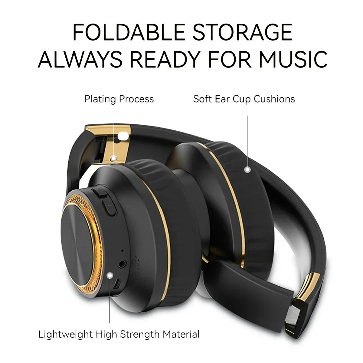 Wireless Bluetooth Foldable Earphones Headset with Subwoofer for Gaming Sports Comfortable and Portable Design