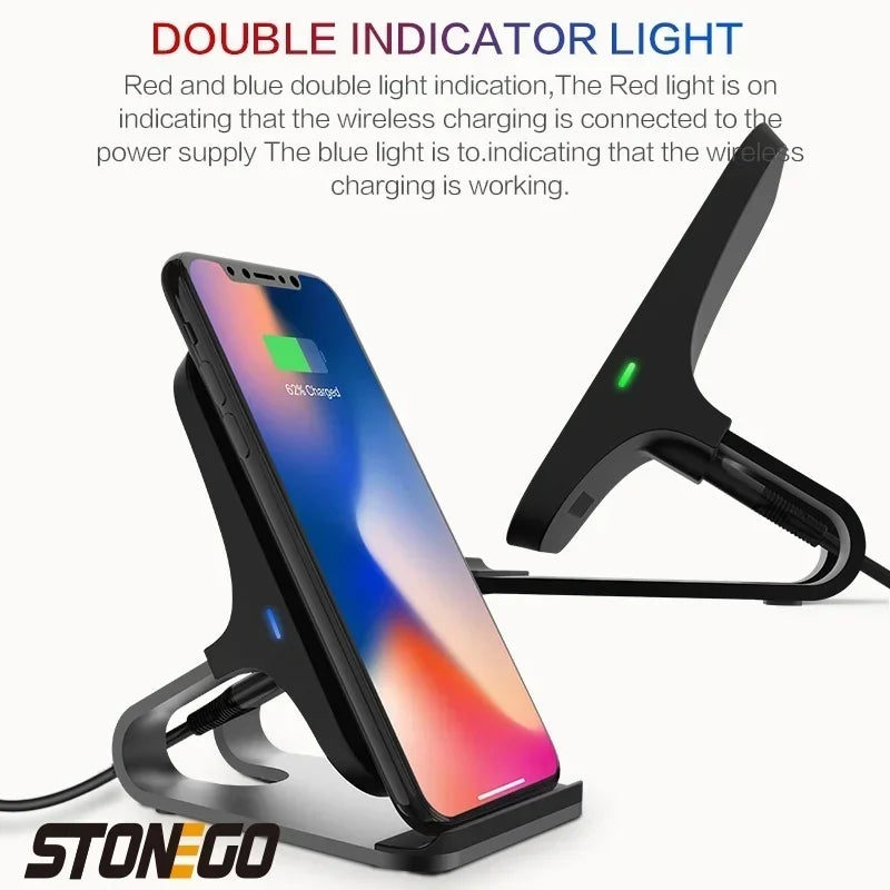 Fast Wireless Charger Mount 10W Qi Fast Charging Pad Case Friendly Anti-Slip Rubber Type-C Input