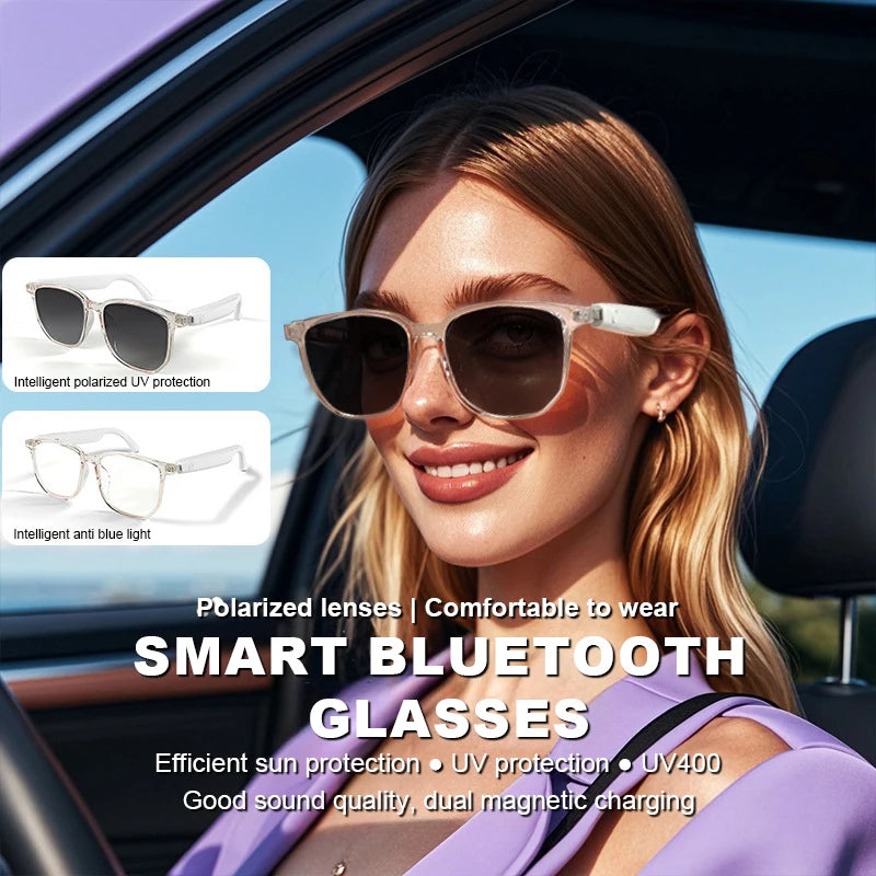 Smart Glasses BT Sunglasses Earphone Outdoor Sports UV400 Polarized Anti Blue Light Lens for Cycling Driving Music Talking