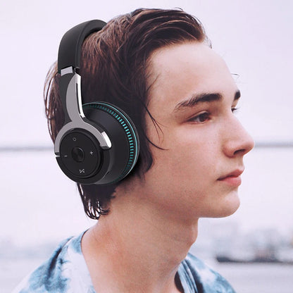 Bluetooth Headphones Head-mounted Noise Reduction Wireless Headset for Phones PC Gaming Headsets Heavy Bass  Colorful LED Lights