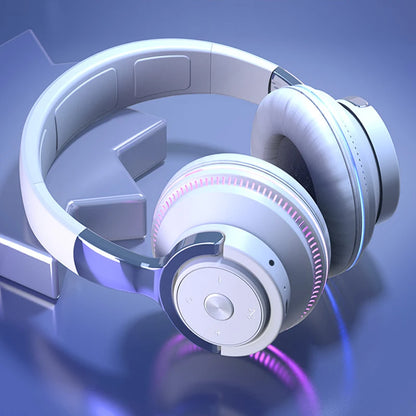 Bluetooth Headphones Head-mounted Noise Reduction Wireless Headset for Phones PC Gaming Headsets Heavy Bass  Colorful LED Lights