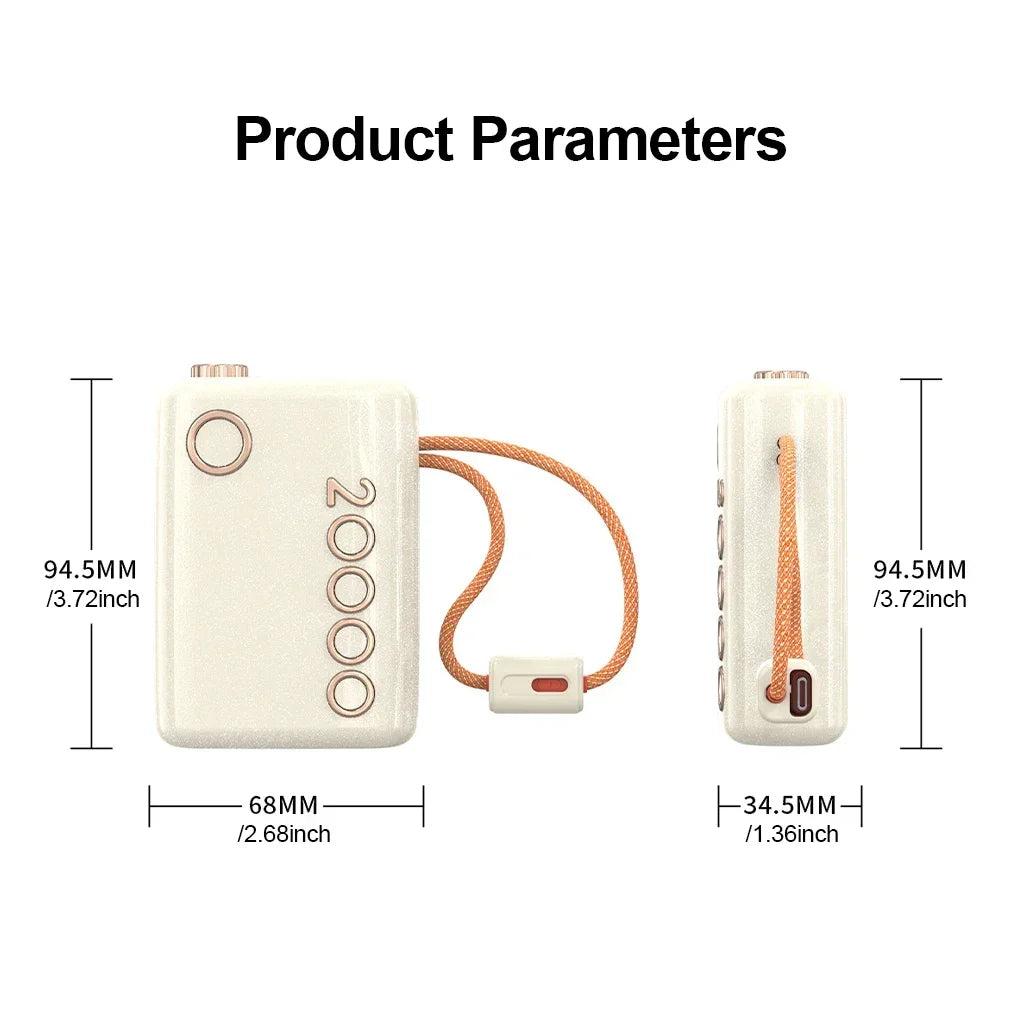 20000mAh Power Bank 66W Super Fast Charging Built in Cable Portable Hanging Small Mobile Power Bank