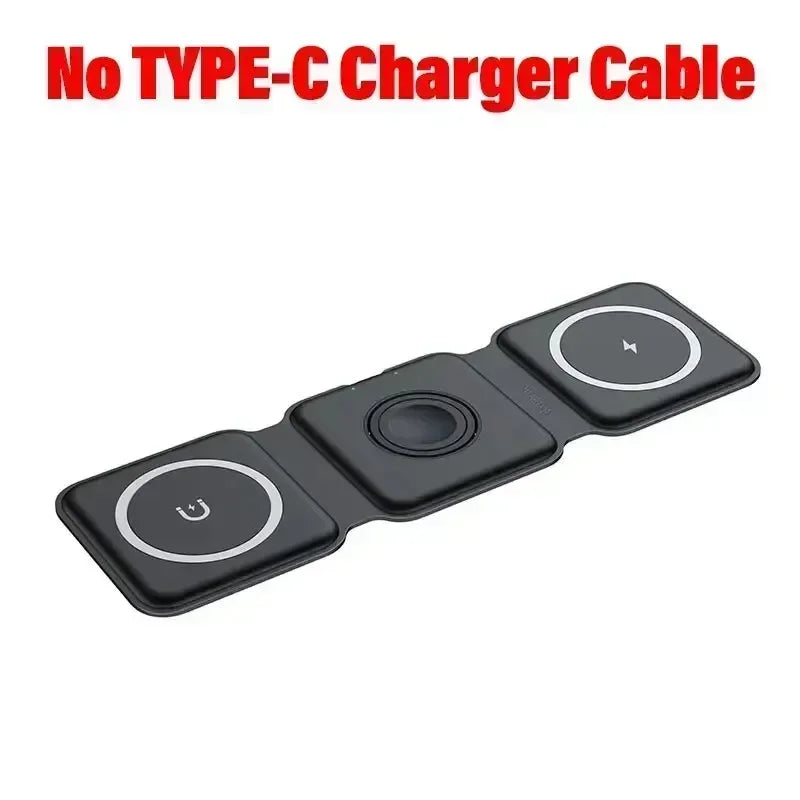 30W Fast Charging Pad Desktop Foldable 3 in 1 Wireless Charger For iPhone 16 15 14 13 12 Pro Max iWatch 10 9 8 7 6 AirPods Pro 2