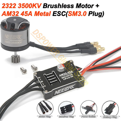 1/12 RC MN Car Upgrade Kit 2322 2600KV 3500KV Brushless Motor AM32 45A Metal ESC SM3.0/T Plug for MN82 MN99 MN168 MN78 Power Kit
