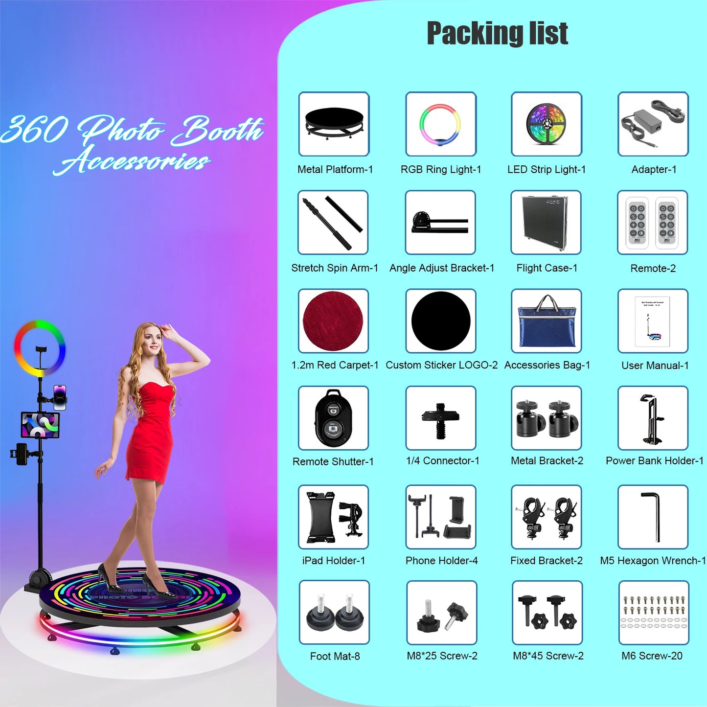 Video Platform Machine Spin 360 Photobooth Accessories