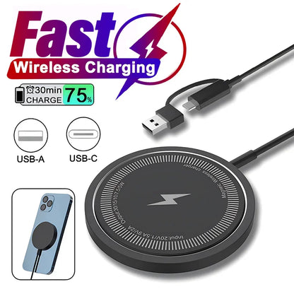 Magnetic Wireless Charger Pad USB Macsafe for iPhone 15 14 13 12 Pro Max Mini Fast Wireless Charging Dock Station Chargers