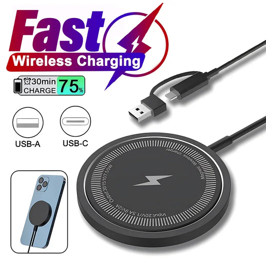 Magnetic Wireless Charger Pad USB Macsafe for iPhone 15 14 13 12 Pro Max Mini Fast Wireless Charging Dock Station Chargers