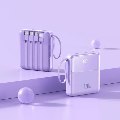 Portable 120W Super Fast Charging Power Bank 50000mAh Large Capacity External Battery with Four Cable Charger