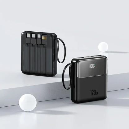 Portable 120W Super Fast Charging Power Bank 50000mAh Large Capacity External Battery with Four Cable Charger