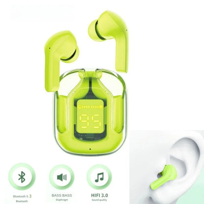 True Wireless Bluetooth 5.3 Transparent Headset with LED Digital Display Stereo Sound TWS ENC Earphones Mic for Sports Working