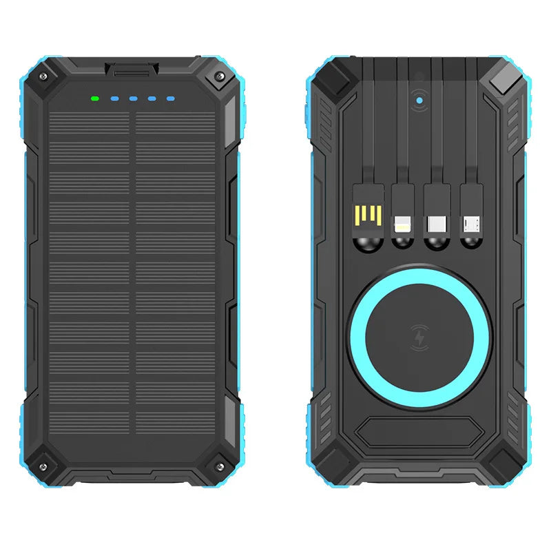 Portable Solar Power Bank Fast Charging 20000Mah Large Capacity, Wireless