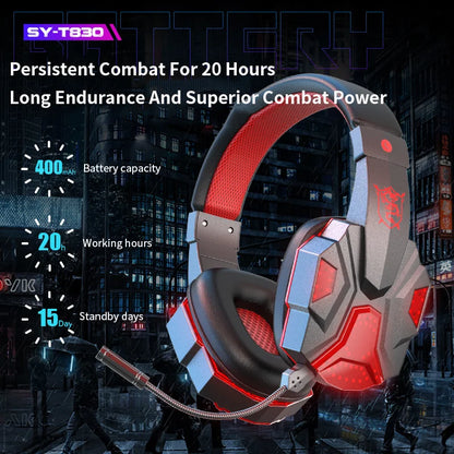 Dual-mode Gaming Headset RGB Light Effect Bluetooth 5.3 Rechargeable Large Battery Widely Compatible Light Weight Headphone
