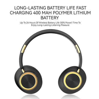 Wireless Bluetooth Foldable Earphones Headset with Subwoofer for Gaming Sports Comfortable and Portable Design