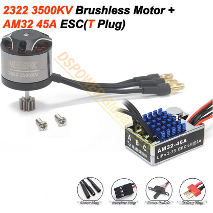 1/12 RC MN Car Upgrade Kit 2322 2600KV 3500KV Brushless Motor AM32 45A Metal ESC SM3.0/T Plug for MN82 MN99 MN168 MN78 Power Kit