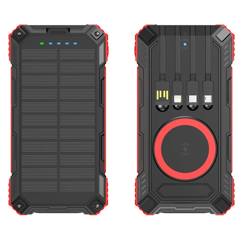 Portable Solar Power Bank Fast Charging 20000Mah Large Capacity, Wireless
