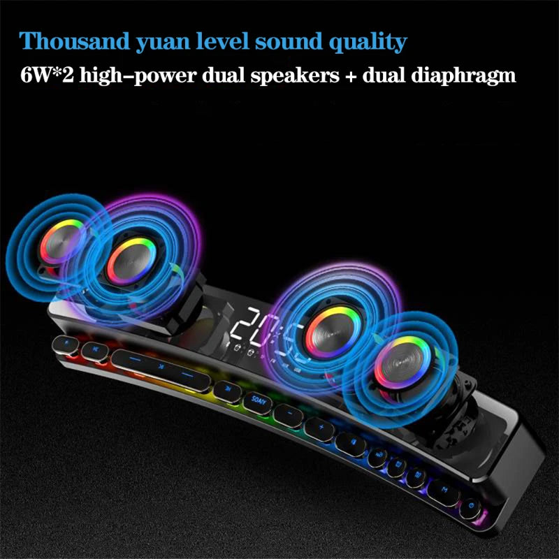 High Quality Bluetooth Speakers Sound Bar RGB 3D Stereo Surround Subwoofer AUX FM Radio Home Clock Computer Music Center
