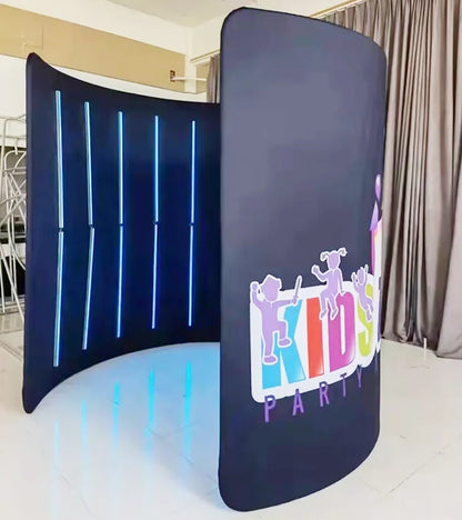 8ft/10ft Backdrop For 360 Photo Booth Machine Enclosure Backdrop Stand With 28/32 LED Light