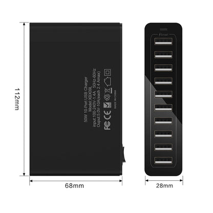 10-Port 60W Fast Charging USB Power Charger Hub Multi-Port Chargefor iPad, iPhone Other USB Devices