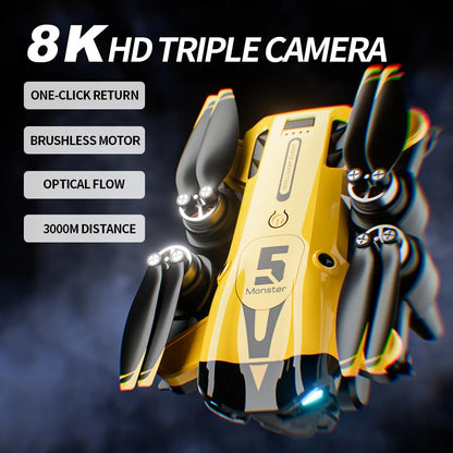 Drone 8K Professional Triple Camera Brushless Motor Optical Flow Positioning Foldable Quadcopter