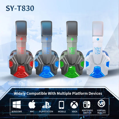 Dual-mode Gaming Headset RGB Light Effect Bluetooth 5.3 Rechargeable Large Battery Widely Compatible Light Weight Headphone