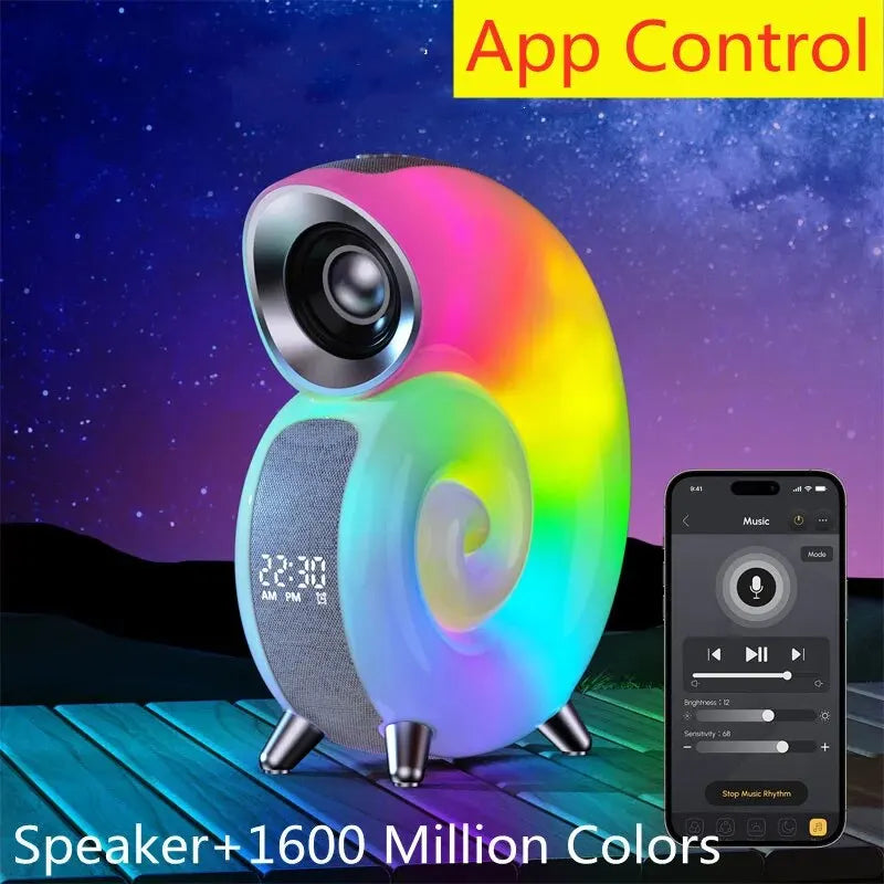 Bluetooth Speaker App Control LED Night Light Lamp Alarm Clock Portable Wireless Loudspeaker Music HiFi Stereo Sound Subwoofer