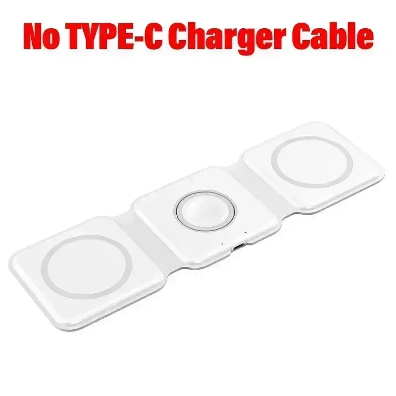 30W Fast Charging Pad Desktop Foldable 3 in 1 Wireless Charger For iPhone 16 15 14 13 12 Pro Max iWatch 10 9 8 7 6 AirPods Pro 2