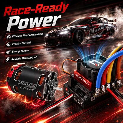 HOBBYWING QUICRUN G2 120A ESC & 540 Motor Brushless 10.5T/13.5T/17.5T/21.5T OUTLAW Version for 1/10 RC Racing Drift Off‑Road Car