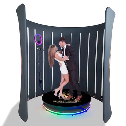 8ft/10ft Backdrop For 360 Photo Booth Machine Enclosure Backdrop Stand With 28/32 LED Light