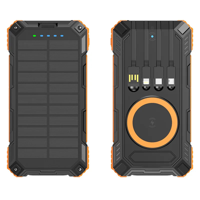 Portable Solar Power Bank Fast Charging 20000Mah Large Capacity, Wireless