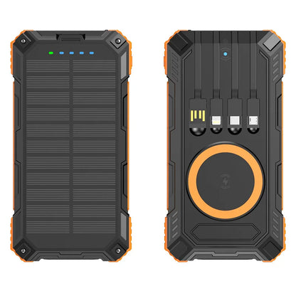 Portable Solar Power Bank Fast Charging 20000Mah Large Capacity, Wireless