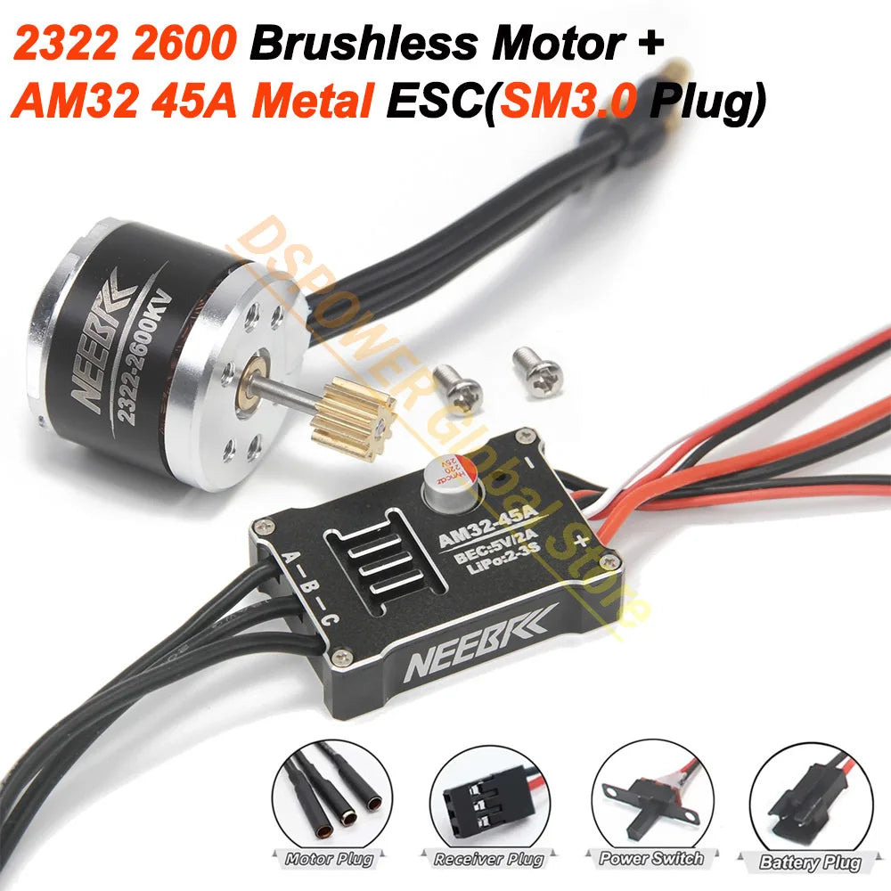 1/12 RC MN Car Upgrade Kit 2322 2600KV 3500KV Brushless Motor AM32 45A Metal ESC SM3.0/T Plug for MN82 MN99 MN168 MN78 Power Kit
