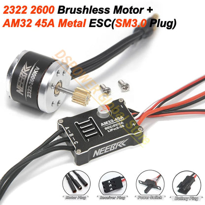 1/12 RC MN Car Upgrade Kit 2322 2600KV 3500KV Brushless Motor AM32 45A Metal ESC SM3.0/T Plug for MN82 MN99 MN168 MN78 Power Kit