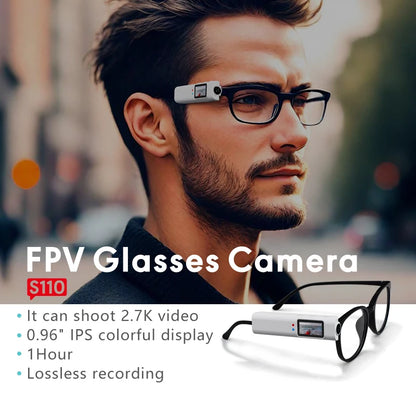 1080P WiFi Glasses Sports Camera Connect Phone Camcorder 110° Wide Angle Anti-shake Anti Blue Light FPV Head Mounted Camcorde